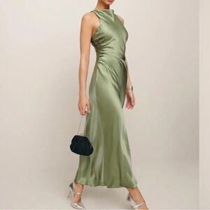 Reformation Sage Green Backless Dress